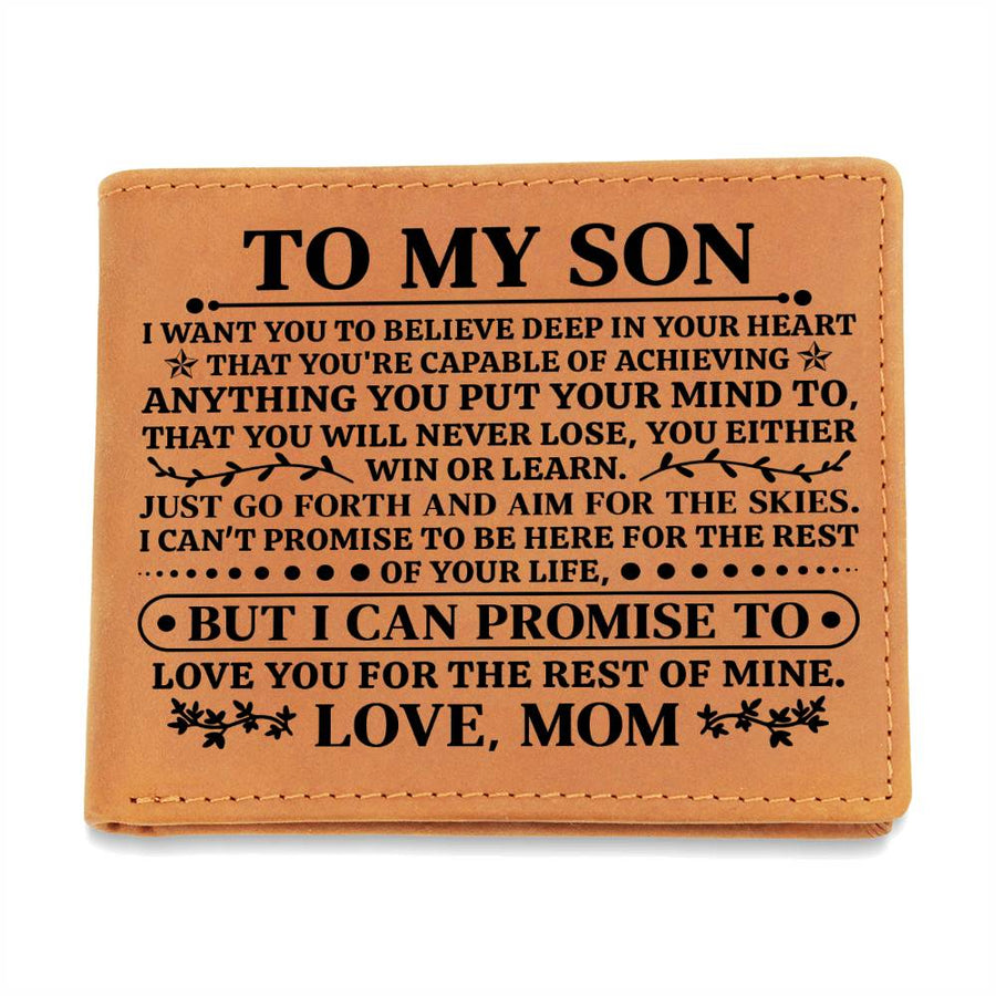 To My Son Promise (Black) – Leather Wallet
